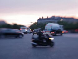 Paris traffic at dusk Stock Footage