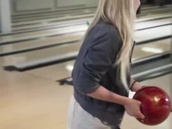 Girl playing Bowling Stock Footage