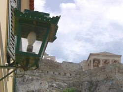 MS View of Acropolis of Athens and Temple of Nike from area of Plaka / Athens, Attica, Greece Stock Footage