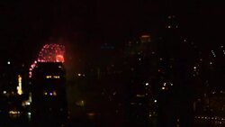 Bokeh of firework at Bangkok city Stock Footage