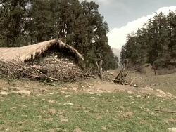 House construction at the Himalayan bottom Stock Footage