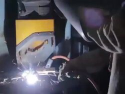 Student practice welding in a workshop Stock Footage