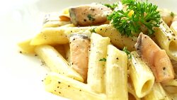 4K Spaghetti salmon Stock Footage