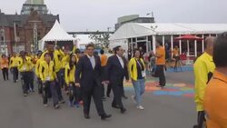 Welcoming Ceremony in Athletes' Village, Toronto, PanAm Games Stock Footage
