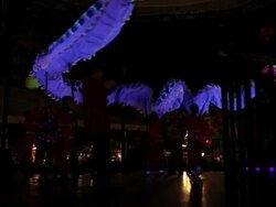 MS LA Shot of Dancers performing with Dragon at Chinese Lantern Festival / Los Angeles, California, United States Stock Footage