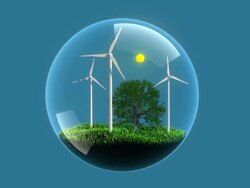 Wind Turbines In Green World Stock Footage