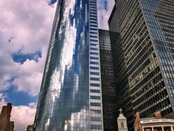 New York - business and church. Stock Footage