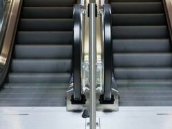Escalator in modern architecture setting Stock Footage