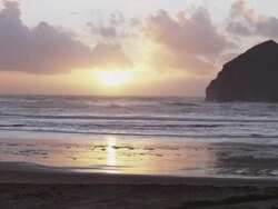 WS View of beautiful sunset on Pacific coast / Astoria, Oregon, United States  Stock Footage