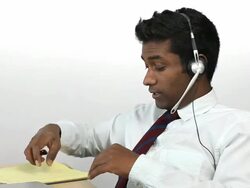 Charismatic Guy On Headset, Explaining Stock Footage