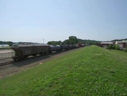 WS View of cargo train / Rock Island, Illinois, United States Stock Footage
