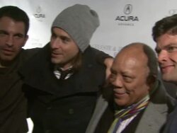 Chris Messina, Lee Toland Krieger, Quincy Jones, Will McCormack, Eric Christian Olsen at Acura Hosts Celeste & Jesse Forever Cast Dinner At The Acura Studio on 1/21/12 in Park City, UT Stock Footage