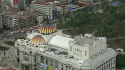 Above view of the famous Fine Arts Palace in Mexico City. Stock Footage