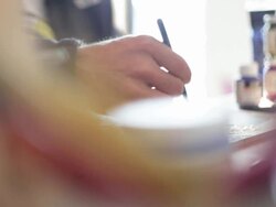 Artist Painting in studio Stock Footage