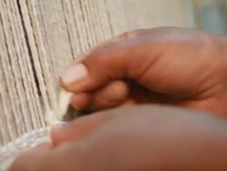 CU Woman weaving rug / marrakech, tensift, morocco Stock Footage