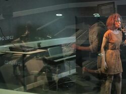 Female and technician in recording studio Stock Footage