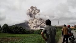 Mount Sinabung Volcano Erupts in Indonesia Stock Footage