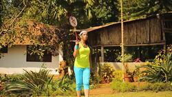 Girl Playing Badminton Stock Footage