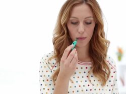 HD: Sick Woman Taking Temperature. Stock Footage