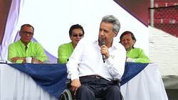 Lenin Moreno, former vice president of Ecuador at a Political Rally. Stock Footage