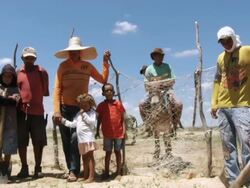MS Shot of Families digging to reach water / Pilao Arcado, Bahia, Brazil Stock Footage