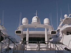 NS View of Safety equipment onboard yacht radar / Cannes, Provence-Alpes- Cote d'Azur, France Stock Footage