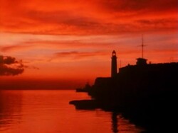 Sunset over Morro Castle, Havana Stock Footage
