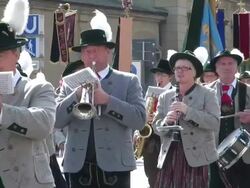 MS Shot of traditional costume parade in Oktoberfest / Munich, Bavaria, Germany Stock Footage