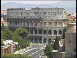 Rome Colosseum / Coliseum: Outer Wall And Street. Italy Stock Footage