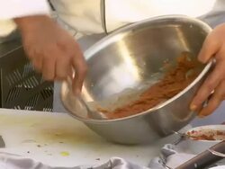 MS Chef stirring pot of ingredients / Sihanoukville, Cambodia Stock Footage