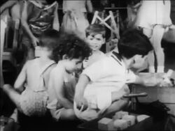 B/W 1934 children playing in nursery school / WPA project / newsreel Stock Footage
