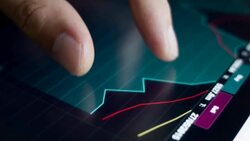 Touching stock market graph. Stock Footage