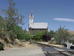 Virginia City old church Stock Footage