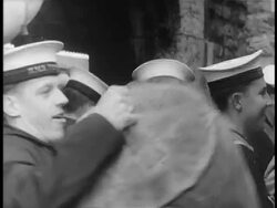 B/W 1948 close up British soldiers packing bags into back of truck / Israel / documentary Stock Footage