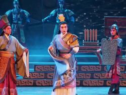 MS Artists performing local Chinese traditional qinqiang opera on stage AUDIO / xi'an, shaanxi, china Stock Footage
