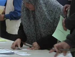 November 2, 2010 ZO Voters receiving ballots for the midterm election / Dearborn, Michigan, United States Stock Footage