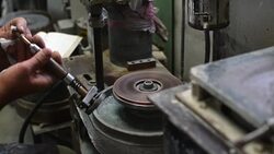 Gemstones grinding,Faceting machine Stock Footage