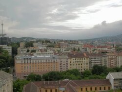 Pan across Buda skyline Stock Footage