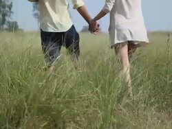 Young couple romancing in the forest, Haryana, India Stock Footage