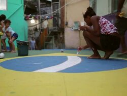 People Paint Brazilian Colours Ahead Of The 2014 FIFA World Cup Stock Footage