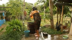 Woman take a shower Stock Footage