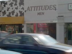WS View of Attitudes men's clothing store / Los Angeles, California, United States Stock Footage