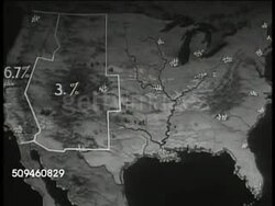 1935: MAP: Map of USA, animated 7 geographic division for polling. Instructional Video
