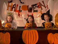 HD: Children Eating Halloween Candy Stock Footage