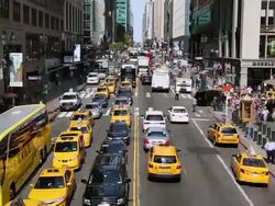 WS T/L TU Shot of 42nd street traffic and skyscrapers / New York, United States  Stock Footage