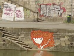 MS Shot of art painting on wall / Vienna, Austria Stock Footage