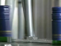CU Champagne bottles on production line / Ayl, Rhineland-Palatinate, Germany Stock Footage