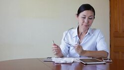 Woman working with her tablet Stock Footage