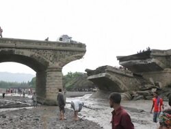 Collapsed bridged Stock Footage