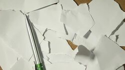 Scrap paper and pencil, pen, glasses Stock Footage